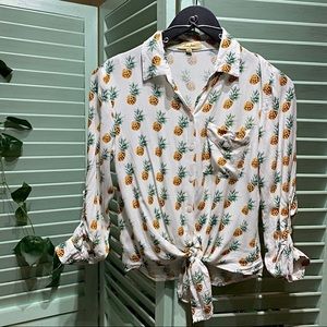 Love Notes Pineapple Button Up Top